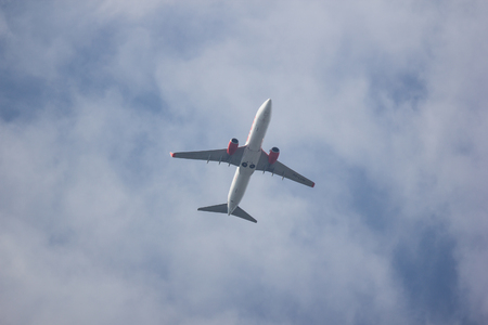 Chiangmai, Thailand - December 14 2018: HS-LUW  Boeing 737-800 of Thai lionair airline. Take off from Chiangmai airport to Bangkok.のeditorial素材
