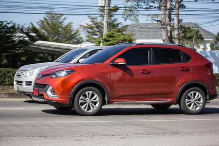Chiangmai, Thailand - December 24 2018:
Private Suv Car MG ZS. Product from British automotive. On road no.1001, 8 km from Chiangmai city.のeditorial素材