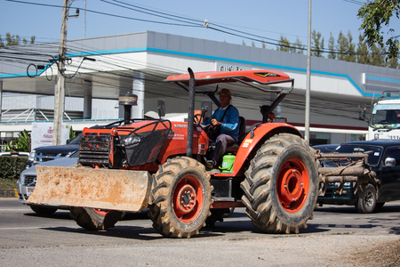 Chiangmai, Thailand - December 24 2018:   Private Kubota Tractor, Kubota Product made in thailand. Photo at road no.121 about 8 km from downtown Chiangmai, thailand.のeditorial素材