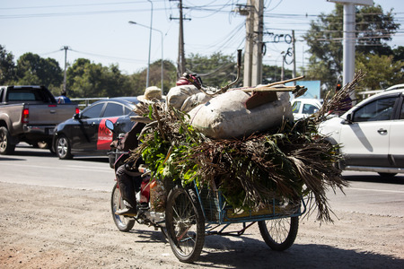 Chiangmai, Thailand - December 24 2018: Private Motorcycle, Honda Dream. Photo at road no.121 about 8 km from downtown Chiangmai, thailand.のeditorial素材