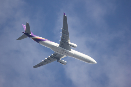 Chiangmai, Thailand - January 2 2019: HS-TES  Airbus A330-300 of Thaiairway. Take off from Chiangmai airport to Bangkok.のeditorial素材