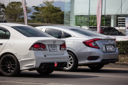 Chiangmai, Thailand - January 3 2019:  Private Sedan Car from Honda Automobil, Honda Civic. On road no.1001 8 km from Chiangmai Business Area.のeditorial素材