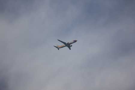 Chiangmai, Thailand - January 3 2019: HS-DBY Boeing 737-800 of NokAir . Take off from Chiangmai airport to Bangkok.のeditorial素材