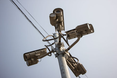 Chiangmai, Thailand - February 16 2019: CCTV Camera  inside terminal of Chiangmai Bus station. Photo...