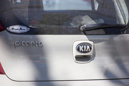 Chiangmai, Thailand - February 4 2019: Private car, Kia Picanto K1, Product of Korea. Photo at road no.121 about 8 km from downtown Chiangmai, thailand.のeditorial素材