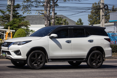 Chiangmai, Thailand - February 4 2019:  Private  Toyota Fortuner Suv Car. On road no.1001 8 km from Chiangmai city.のeditorial素材