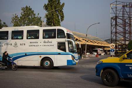Chiangmai, Thailand - February 16 2019: Phuluang tour company bus. route Khonkaen and Chiangmai. Photo at Chiangmai bus station, thailand.のeditorial素材