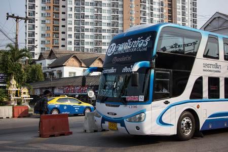 Chiangmai, Thailand - February 16 2019: Bus of Nakhonchai tour company. Route Nakhon ratchasima and Chiangmai. Photo at Chiangmai bus station, thailand.のeditorial素材