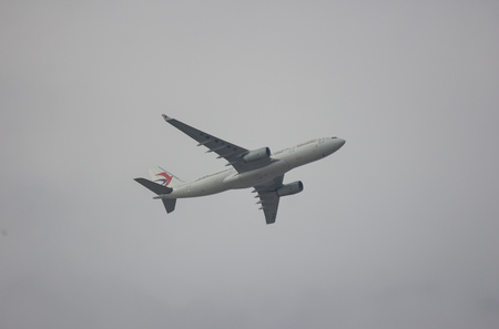 Chiangmai, Thailand - February 17 2019:  B-5936 Airbus A330-200 of China Eastern Airline. Take off from chiangmai Airport to Shanghai.のeditorial素材