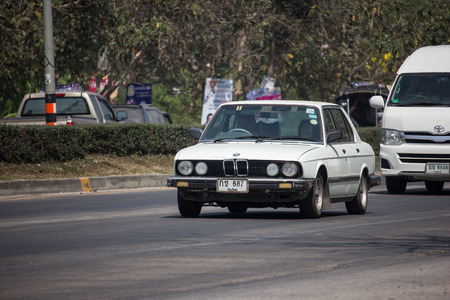 Chiangmai, Thailand - February 25 2019: Private Old BMW Car 3 series. On road no.1001, 8 km from Chiangmai city.のeditorial素材