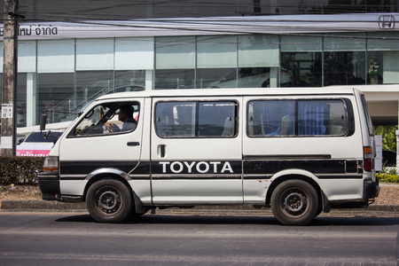 Chiangmai, Thailand - March 4 2019: Private Toyota Hiace old Van Car. On road no.1001, 8 km from Chiangmai city.のeditorial素材