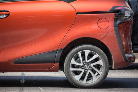 Chiangmai, Thailand - March 8 2019: New Product of Toyota Automobile, Toyota Sienta Mini MPV Van. On road no.1001, 8 km from Chiangmai city.のeditorial素材
