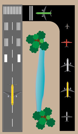 Passenger Airplane Waiting at Taxi way for Take off Vectorのイラスト素材
