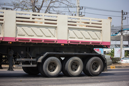 Chiangmai, Thailand - March 8 2019: Trailer Dump truck of Thanachai Company. On road no.1001, 8 km from Chiangmai city.のeditorial素材