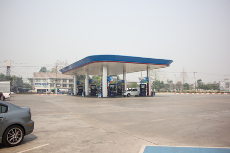 Chiangmai, Thailand - April 2 2019: PTT Oil station. Location on road no.1001 about 5 km from chiangmai city. Chiangmai, Thailand.のeditorial素材
