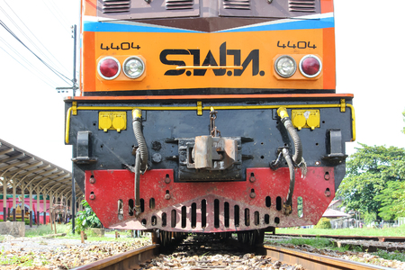 Chiangmai, Thailand - Auguest  29 2012:  Old Dlesel Alsthom locomotive no.4404 at chiangmai railway station, thailand.のeditorial素材