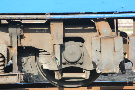 Chiangmai, Thailand - September 18 2012: Wheel of Passenger Car For Train no.52 to Bangkok from Chiangmai. Photo at Chiangmai railway station.のeditorial素材
