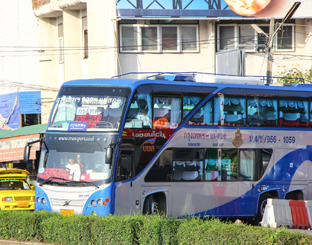 Chiangmai, Thailand - October 20 2012: Bus of Transport government company.  Photo at Chiangmai bus station.のeditorial素材