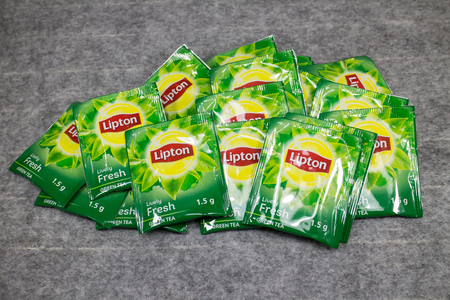 Chiangmai, Thailand - May 21 2019:  Product shot of Lipton tea.のeditorial素材
