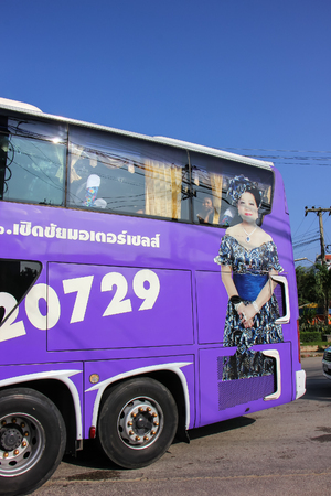 Chiangmai, Thailand - October 20 2012: Cherdchai tour company bus. Route Bangkok and Chiangmai. Photo at Chiangmai bus station.のeditorial素材