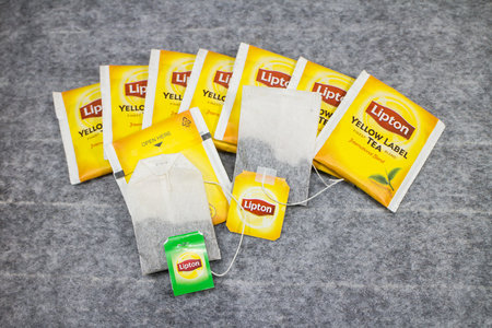Chiangmai, Thailand - May 22 2019:  Product shot of Lipton tea.のeditorial素材
