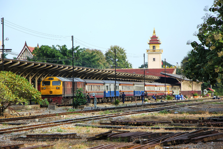 Chiangmai, Thailand - October 23 2012: Passenger Car For Train no.52 to Bangkok from Chiangmai. Photo at Chiangmai railway station.のeditorial素材