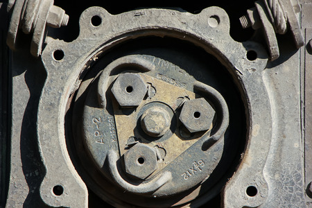 Chiangmai, Thailand - January 23 2013: Wheel of GE Diesel Locomotive NO 4553. For Train no.52 to Bangkok from Chiangmai. Photo at Chiangmai railway station.のeditorial素材