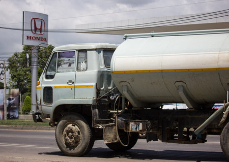Chiangmai, Thailand - June 4 2019: Private old  water Tank Truck. Photo at Road No.121 about 8 Km from Chiangmai city.のeditorial素材