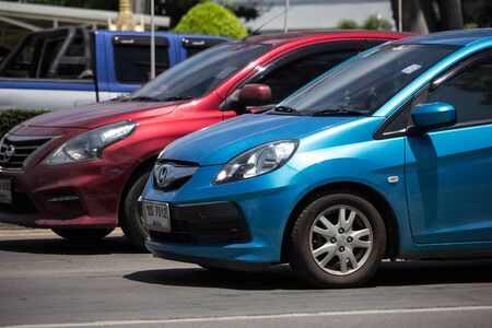 Chiangmai, Thailand - June 4 2019: Private Honda Brio, Eco City  car. On road no.1001, 8 km from Chiangmai city.のeditorial素材