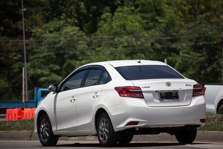 Chiangmai, Thailand - June 4 2019: Private Sedan car Toyota Vios. On road no.1001 8 km from Chiangmai Business Area.のeditorial素材