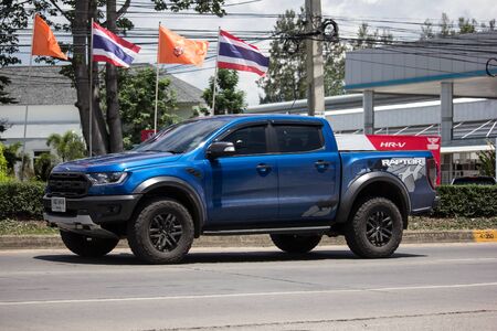Chiangmai, Thailand - June 4 2019: Private Pickup car, Ford Ranger Raptor. On road no.1001, 8 km from Chiangmai city.のeditorial素材