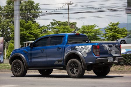Chiangmai, Thailand - June 4 2019: Private Pickup car, Ford Ranger Raptor. On road no.1001, 8 km from Chiangmai city.のeditorial素材