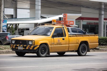 Chiangmai, Thailand - June 13 2019: Truck of Department of Highways. Photo at road no 121 about 8 km from downtown Chiangmai, thailand.のeditorial素材