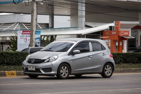 Chiangmai, Thailand - June 13 2019: Private Honda Brio, Eco City  car. On road no.1001, 8 km from Chiangmai city.のeditorial素材