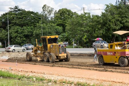 Chiangmai, Thailand - June 21 2019: Construction of new road no.121 outside ring road of chiangmai city.のeditorial素材