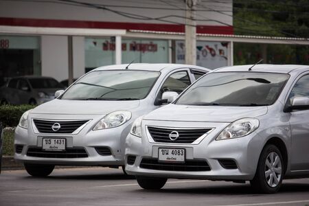 Chiangmai, Thailand - June 13 2019: Private Eco car, Nissan Almera,N17 or Nissan Latio. Photo at road no 121 about 8 km from downtown Chiangmai, thailand.のeditorial素材