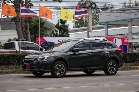 Chiangmai, Thailand - June 13 2019:  Private Suv car, Subaru Crosstrek. Photo at road no.121 about 8 km from downtown Chiangmai, thailand.のeditorial素材