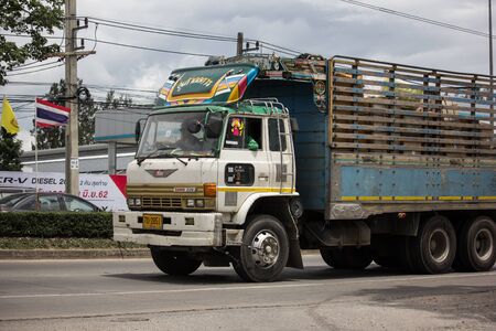 Chiangmai, Thailand - June 13 2019: Private Hino  Cargo Truck. Photo at road no.1001 about 8 km from downtown Chiangmai, thailand.のeditorial素材
