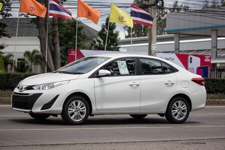 Chiangmai, Thailand - June 13 2019: New Private Sedan car toyota Yaris ATIV Eco Car.  Photo at road no 121 about 8 km from downtown Chiangmai thailand.のeditorial素材