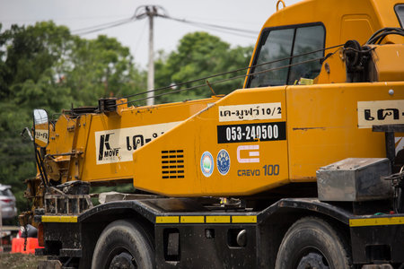 Chiangmai, Thailand - June 25 2019: Private TADANO Crevo 100 Crane Truck. Photo at road no 121 about...