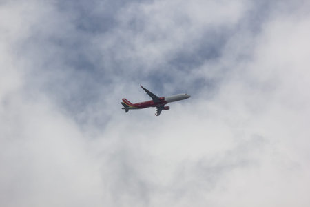 Chiangmai, Thailand - June 28 2019: Airbus A321-100 of Vietjet airline. Take off from Chiang Mai...