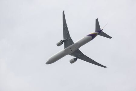 Chiangmai, Thailand - July 6 2019: Boeing 777-300, HS-TKL TG103 of Thai airway. Take off from Chiangmai airport to Bangkok Suvarnabhumi, thailand.のeditorial素材