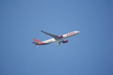 Chiangmai, Thailand - July 12 2019: HS-LAJ Airbus A330-300 of Thai lion Air airline. Take off from Chiangmai airport to Bangkok.のeditorial素材