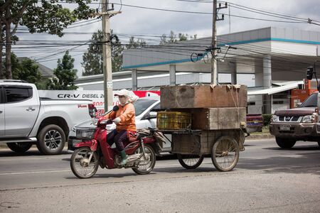 Chiangmai, Thailand - July 11 2019: Private Motorcycle, Honda Dream. Photo at road no.121 about 8 km from downtown Chiangmai, thailand.のeditorial素材