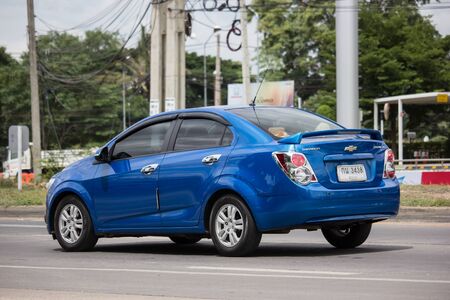 Chiangmai, Thailand - July 11 2019: Private car, Chevrolet sonic. Photo at road no.121 about 8 km from downtown Chiangmai, thailand.のeditorial素材