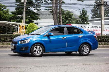 Chiangmai, Thailand - July 11 2019: Private car, Chevrolet sonic. Photo at road no.121 about 8 km from downtown Chiangmai, thailand.のeditorial素材