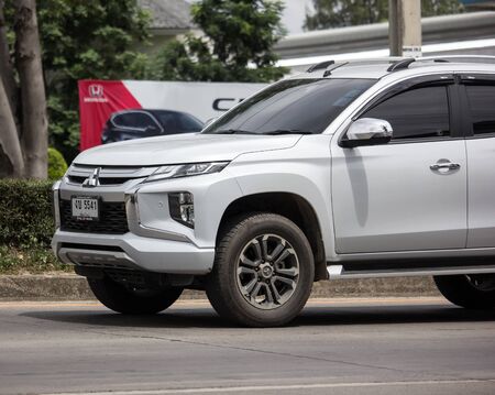 Chiangmai, Thailand - July 11 2019: Private car, New Mitsubishi Triton Pickup Truck. On road no.1001, 8 km from Chiangmai Business Area.のeditorial素材
