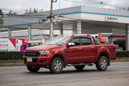 Chiangmai, Thailand - July 11 2019: Private Pickup car, Ford Ranger. On road no.1001, 8 km from Chiangmai city.のeditorial素材