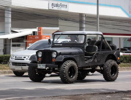 Chiangmai, Thailand - July 15 2019: Old Jeep Private car. Photo at road no 1001 about 8 km from downtown Chiangmai, thailand.のeditorial素材