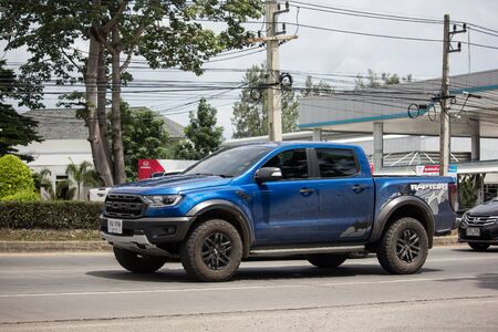 Chiangmai, Thailand - July 15 2019: Private Pickup car, Ford Ranger Raptor. On road no.1001, 8 km from Chiangmai city.のeditorial素材